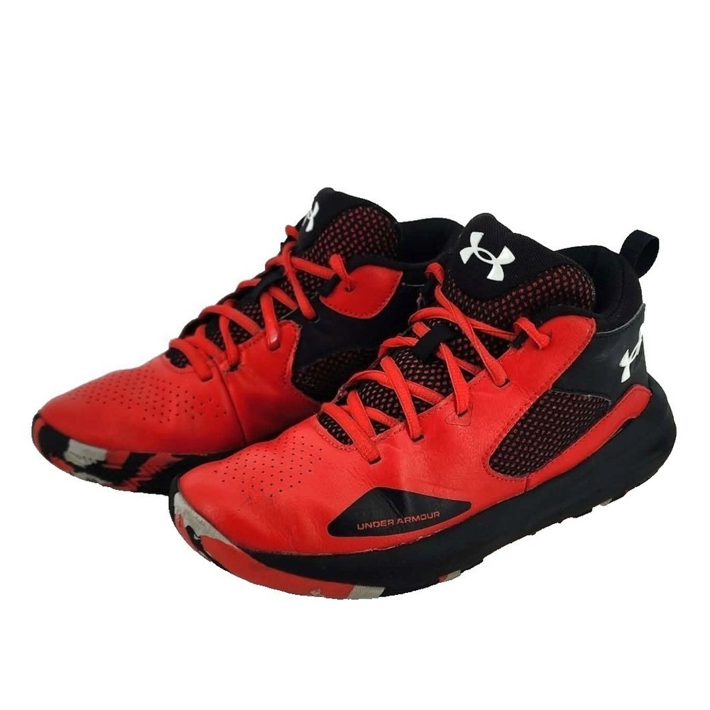 Under Armour Jet 2021 Basketball Shoes Kids Size 5Y‎ Red Black 3023533-601 GUC